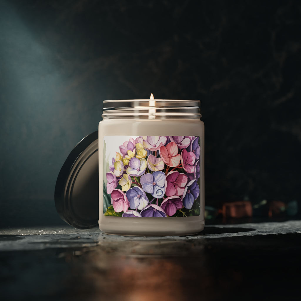 Scented Soy Candle - Pink & Purple Hydrangeas