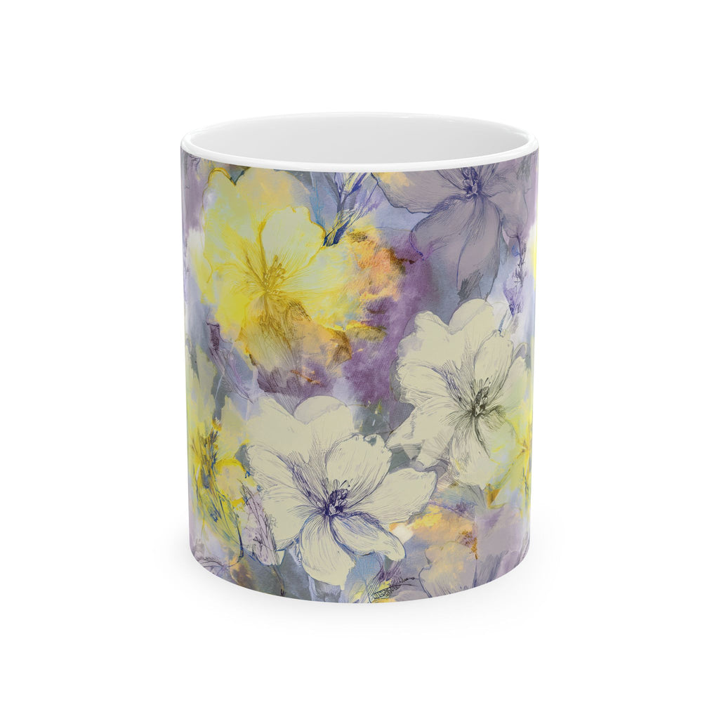 Ceramic Mug – Purple & Yellow Flowers