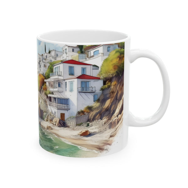 Ceramic Mug – Greek Seaside Village