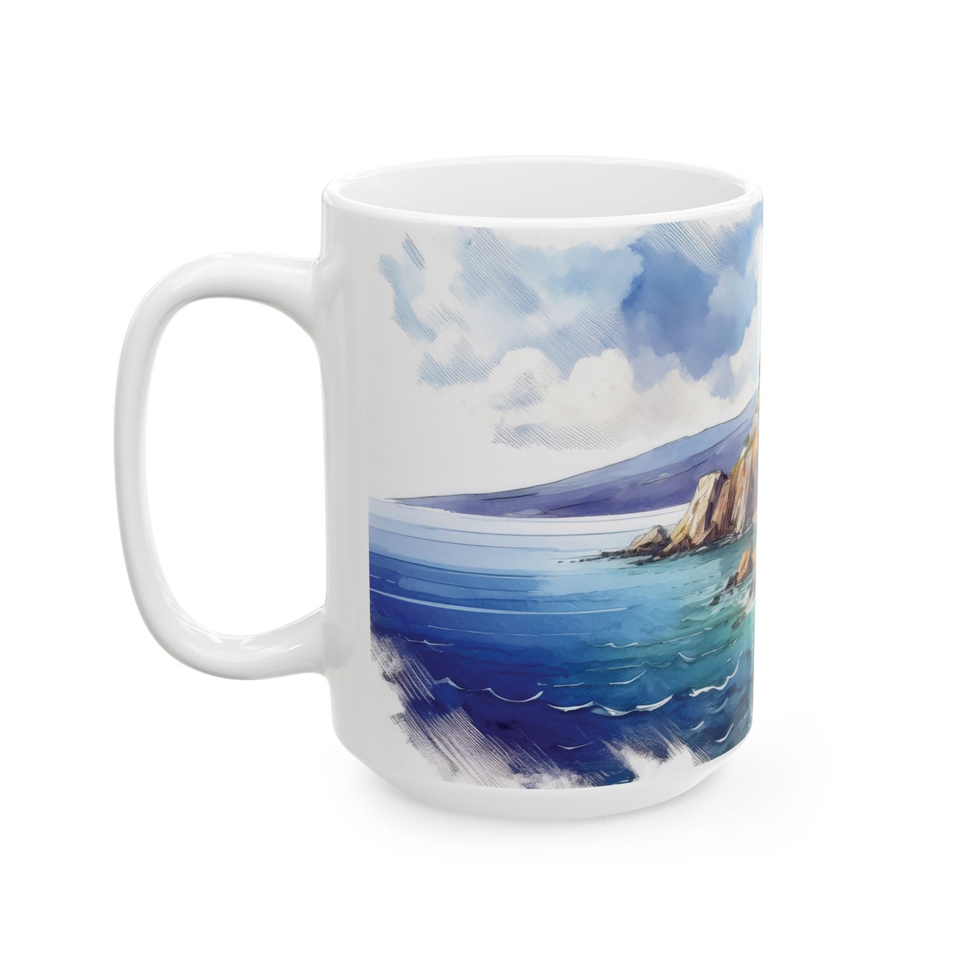 Ceramic Mug – Greek Seaside Village