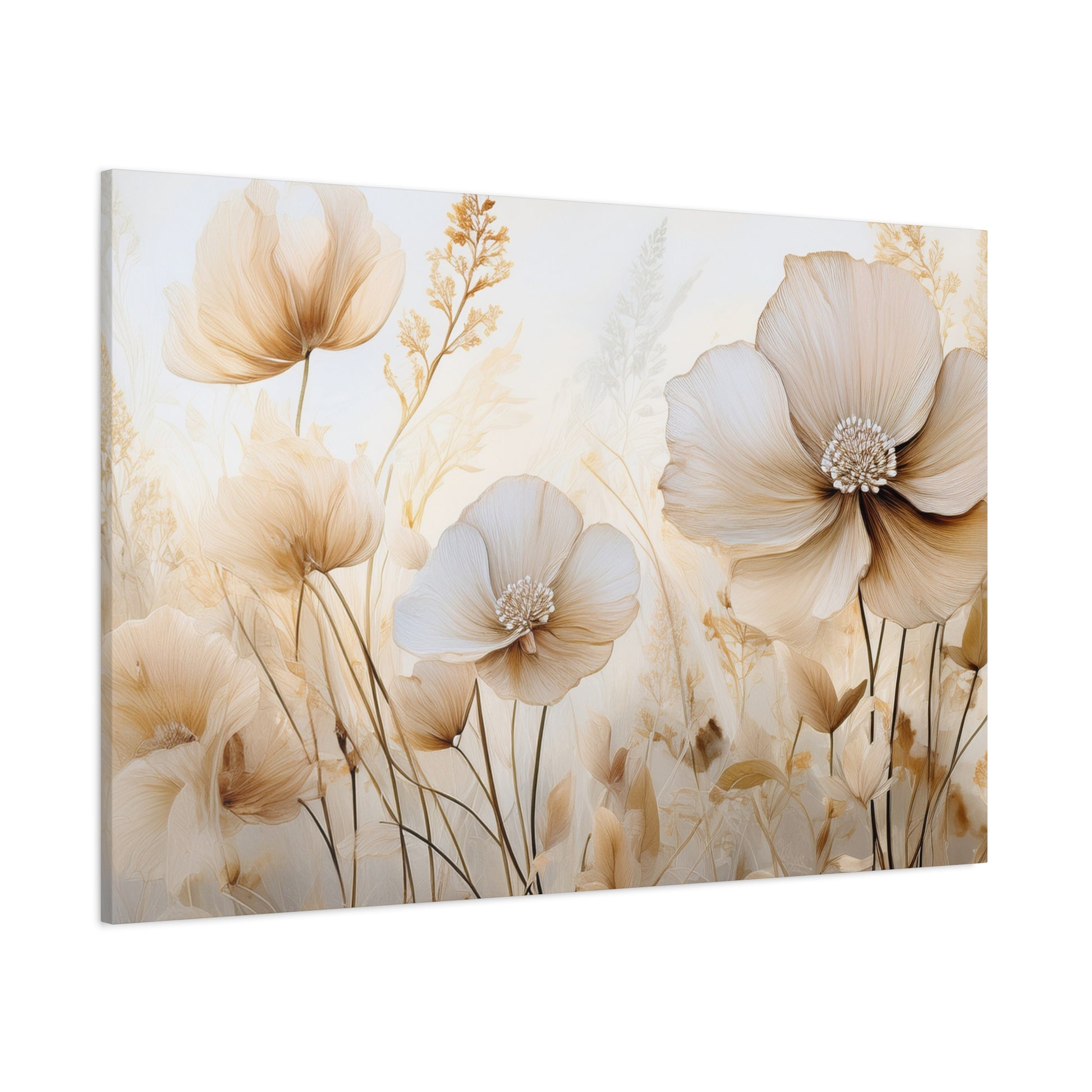 Canvas Wall Art – Beige Floral Meadow