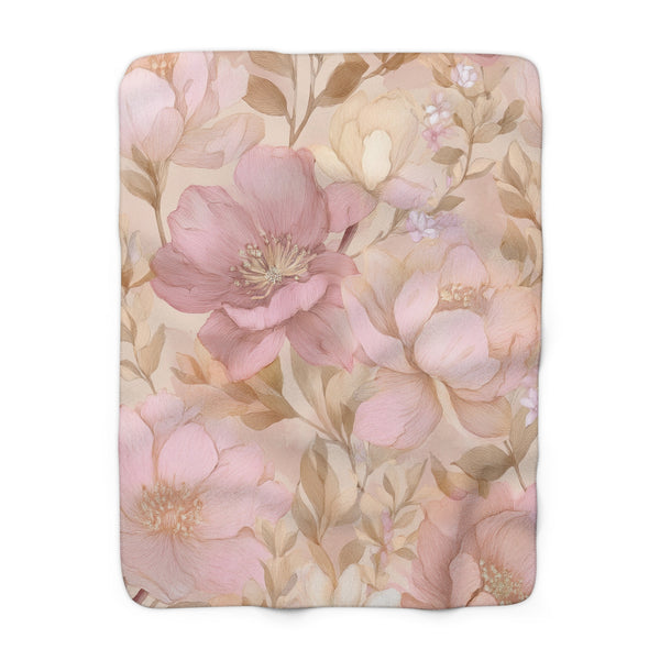 Sherpa Fleece Blanket – Blush Floral