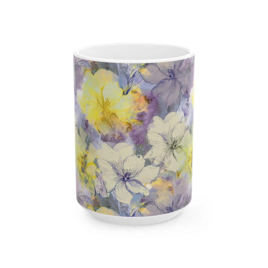 Ceramic Mug – Purple & Yellow Flowers