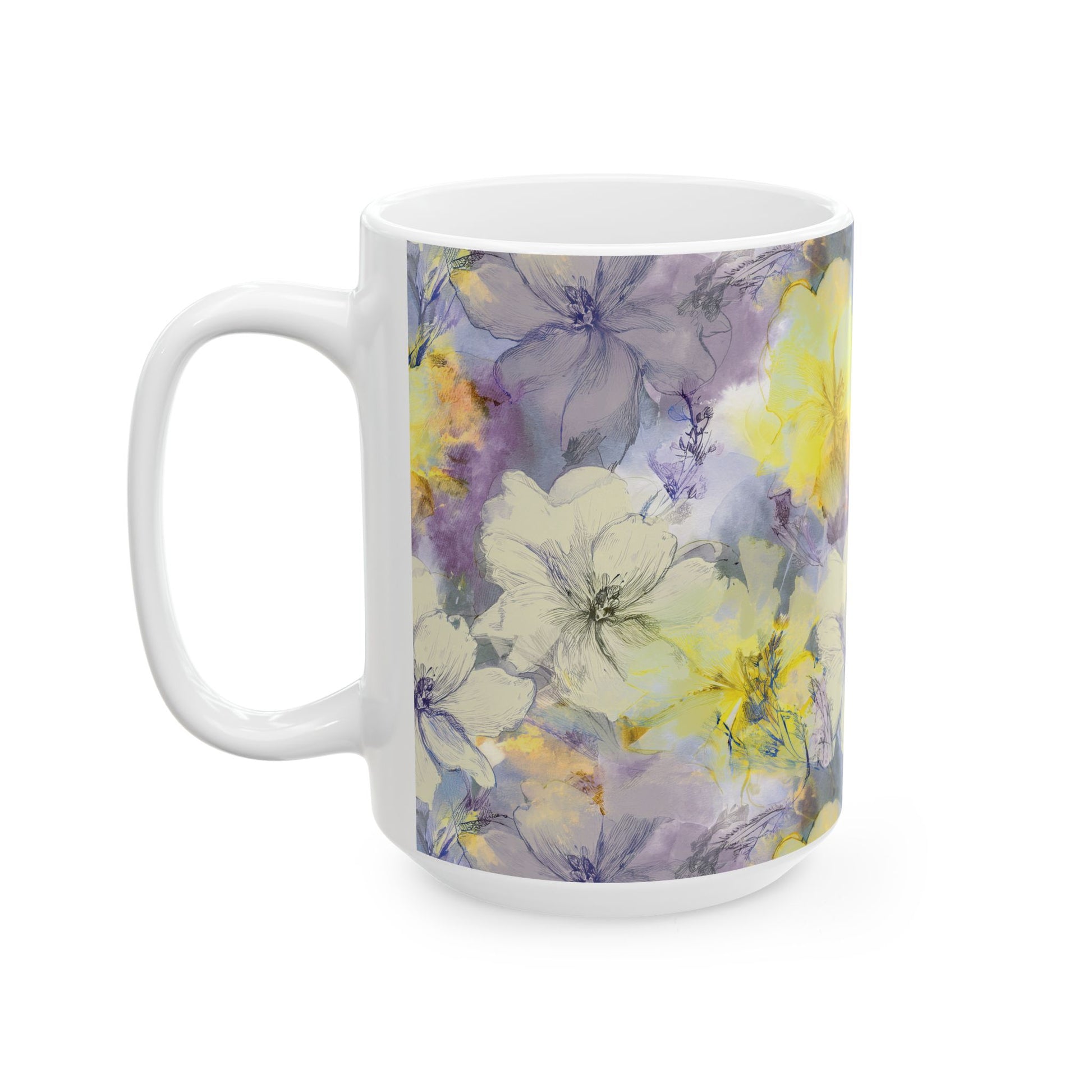 Ceramic Mug – Purple & Yellow Flowers