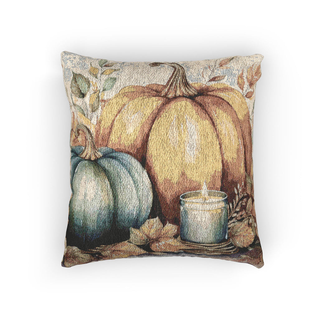 Woven Pillow – Pumpkin Candle Glow