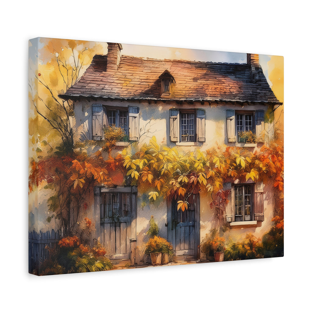 Canvas Wall Art - English Fall Cottage