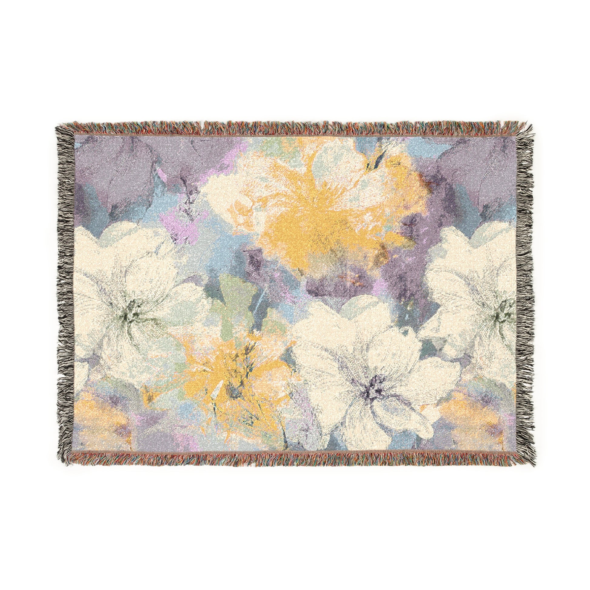 Woven Throw - Yellow & Purple Flowers