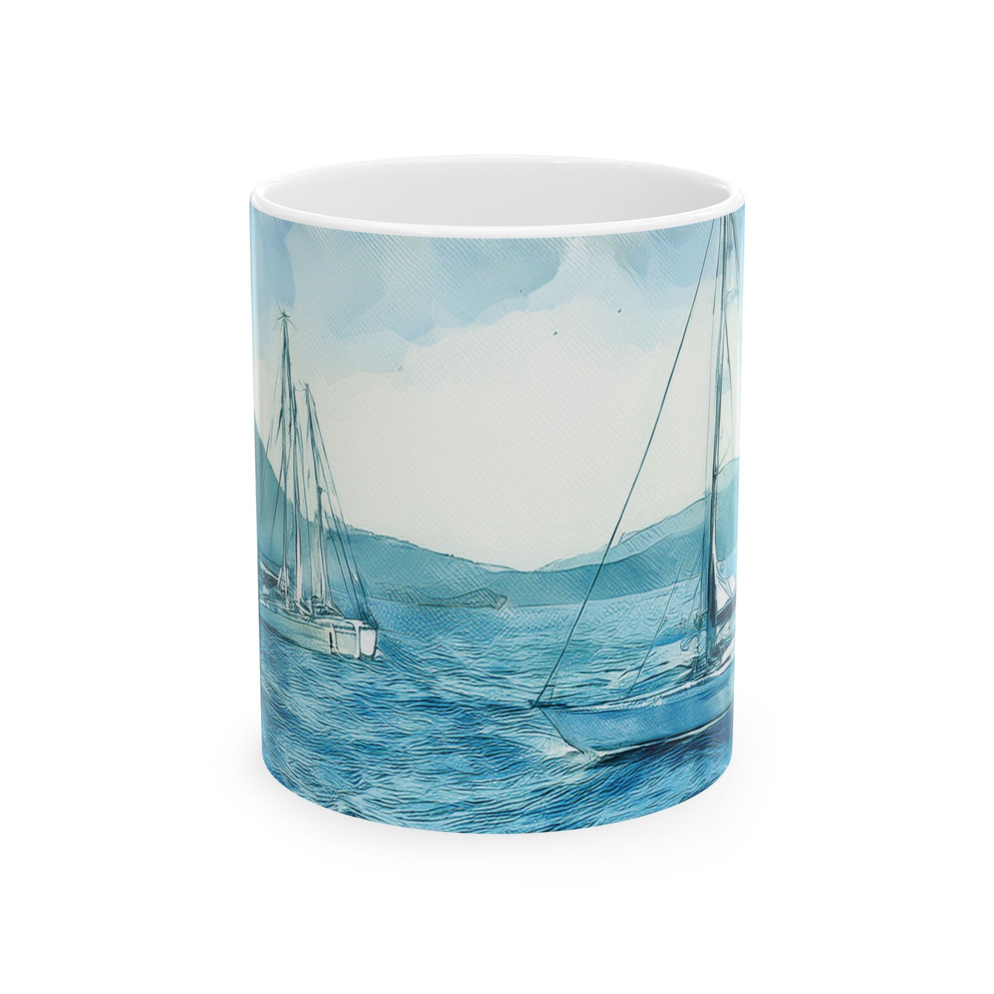 Ceramic Mug – Coastal Sailboats