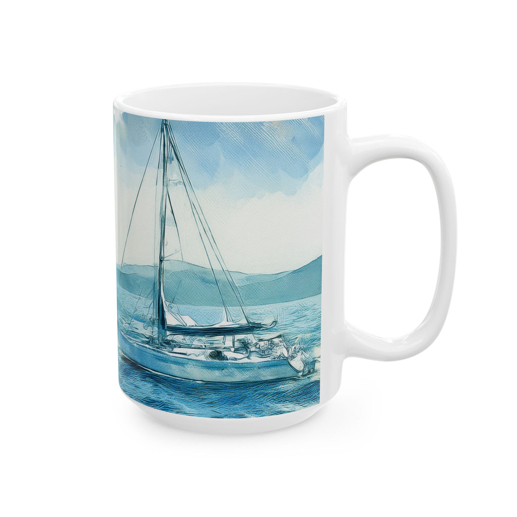 Ceramic Mug – Coastal Sailboats