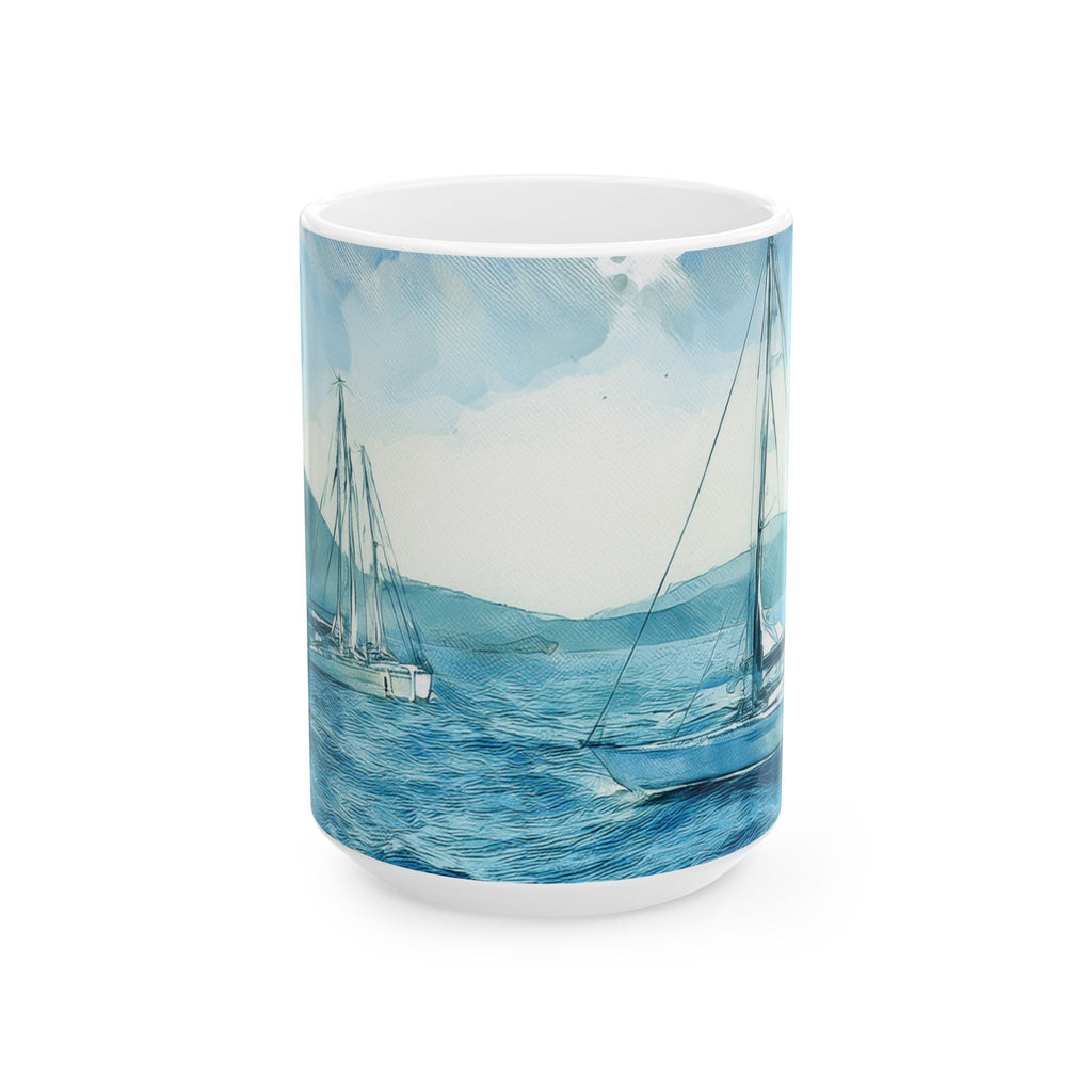 Ceramic Mug – Coastal Sailboats