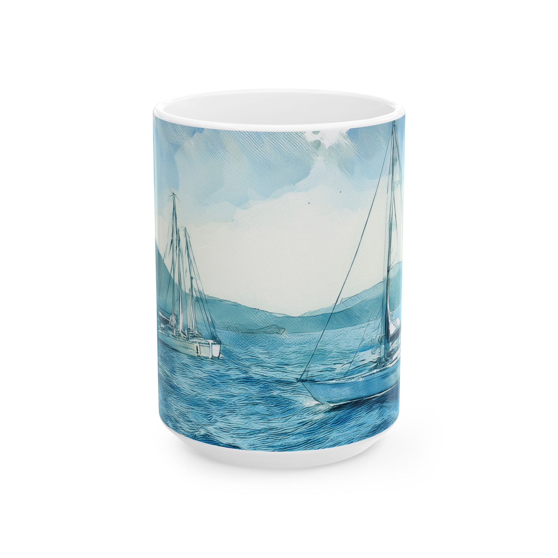Ceramic Mug – Coastal Sailboats