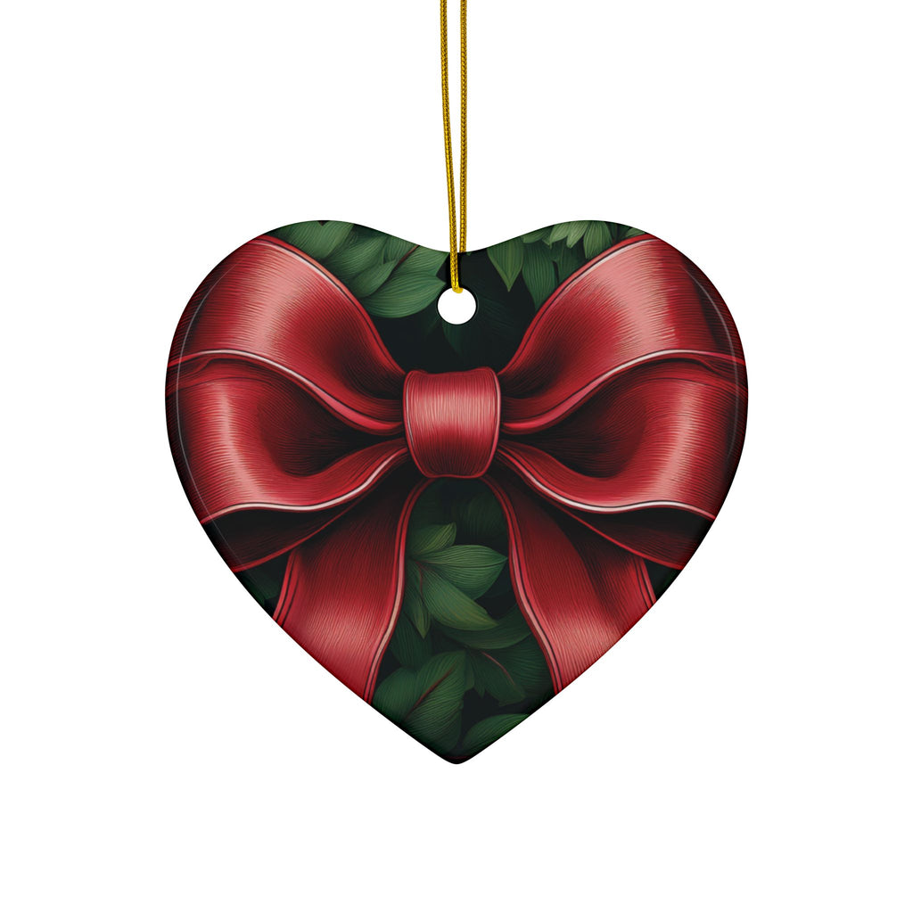 Ceramic Ornament – Christmas Red Bow