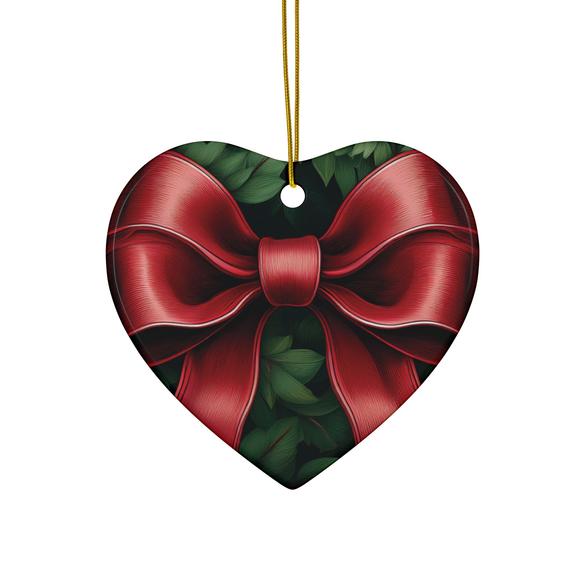 Ceramic Ornament – Christmas Red Bow