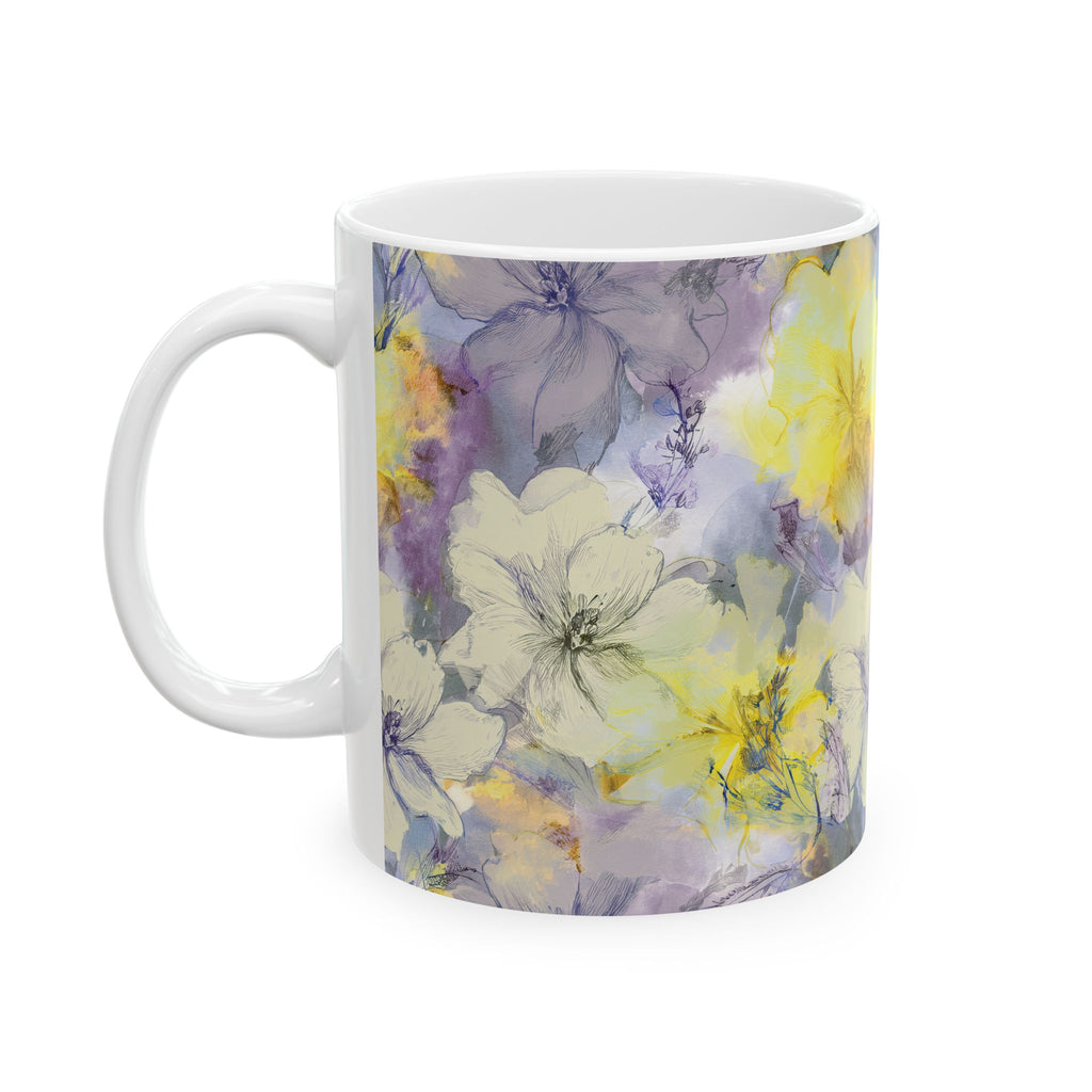 Ceramic Mug – Purple & Yellow Flowers
