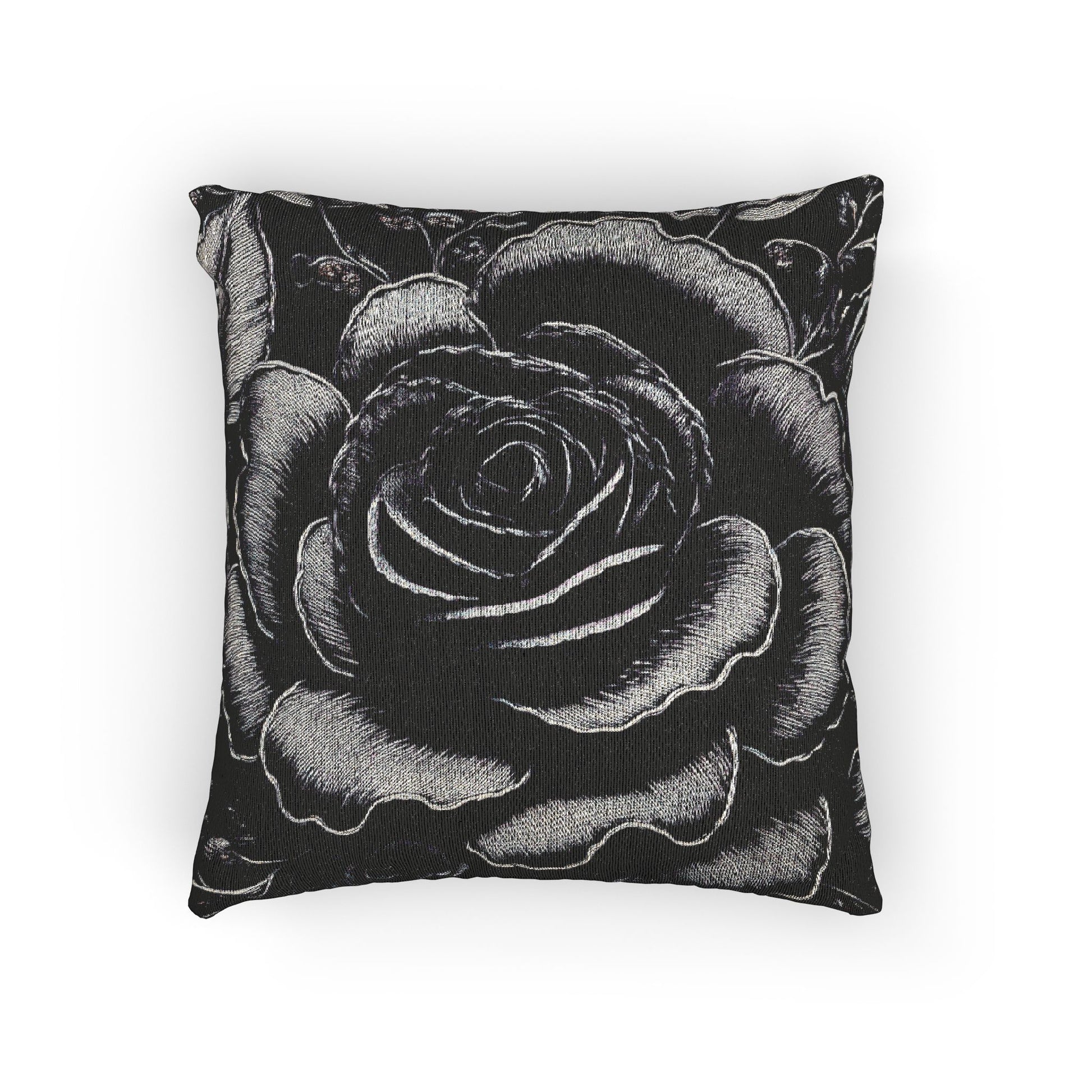 Woven Pillow - Midnight Elegance Large Rose