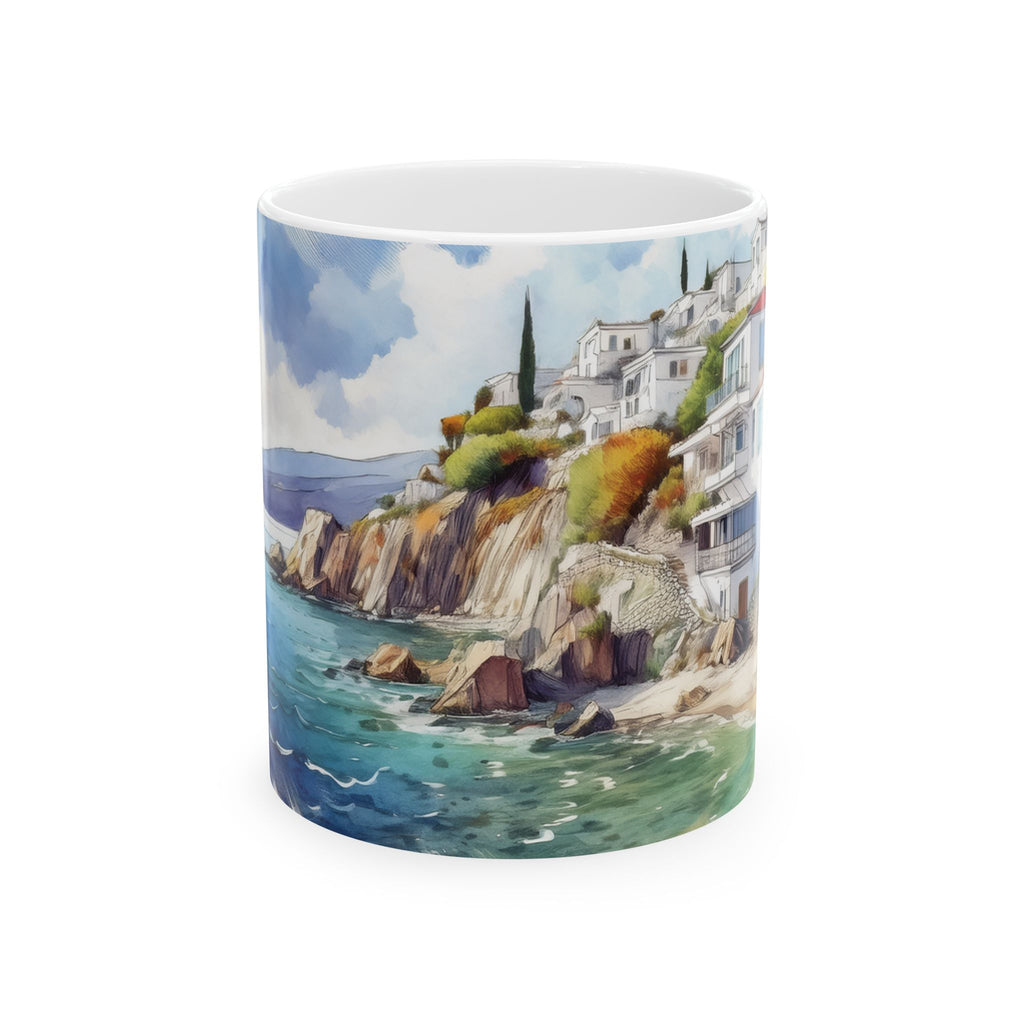 Ceramic Mug – Greek Seaside Village