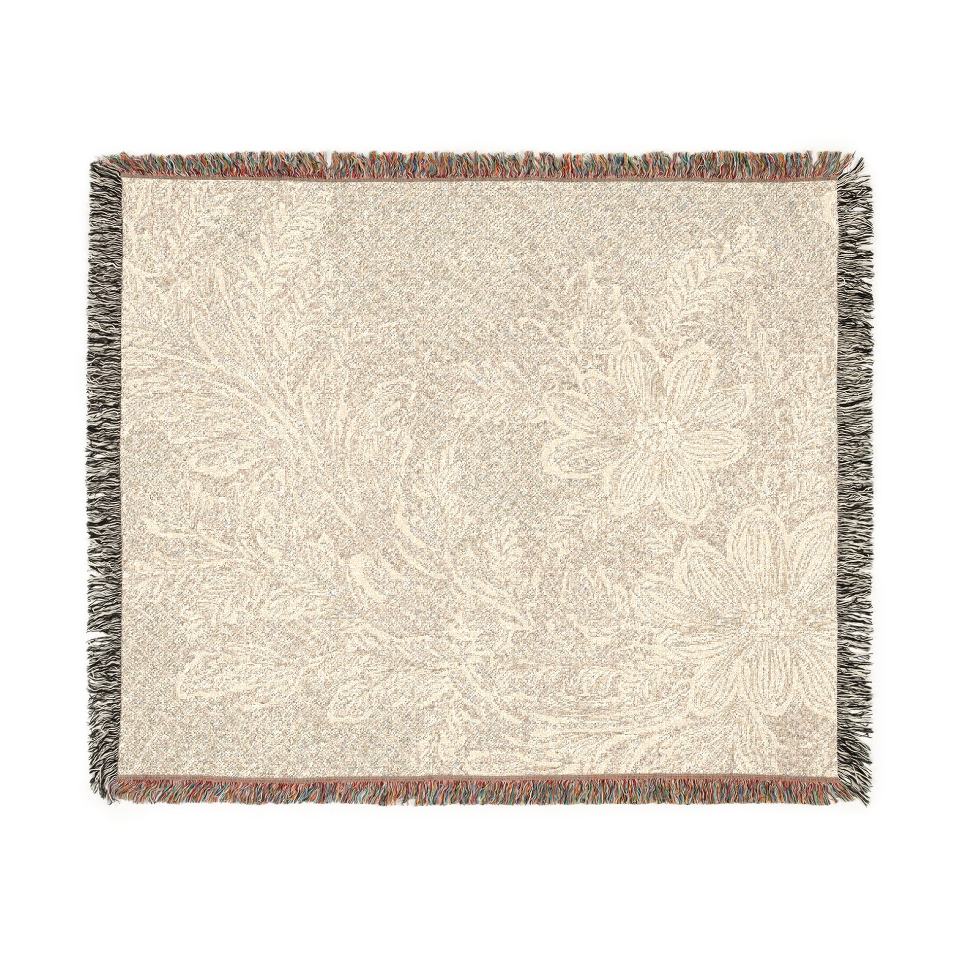 Woven Blanket – Beige Lace Blossom