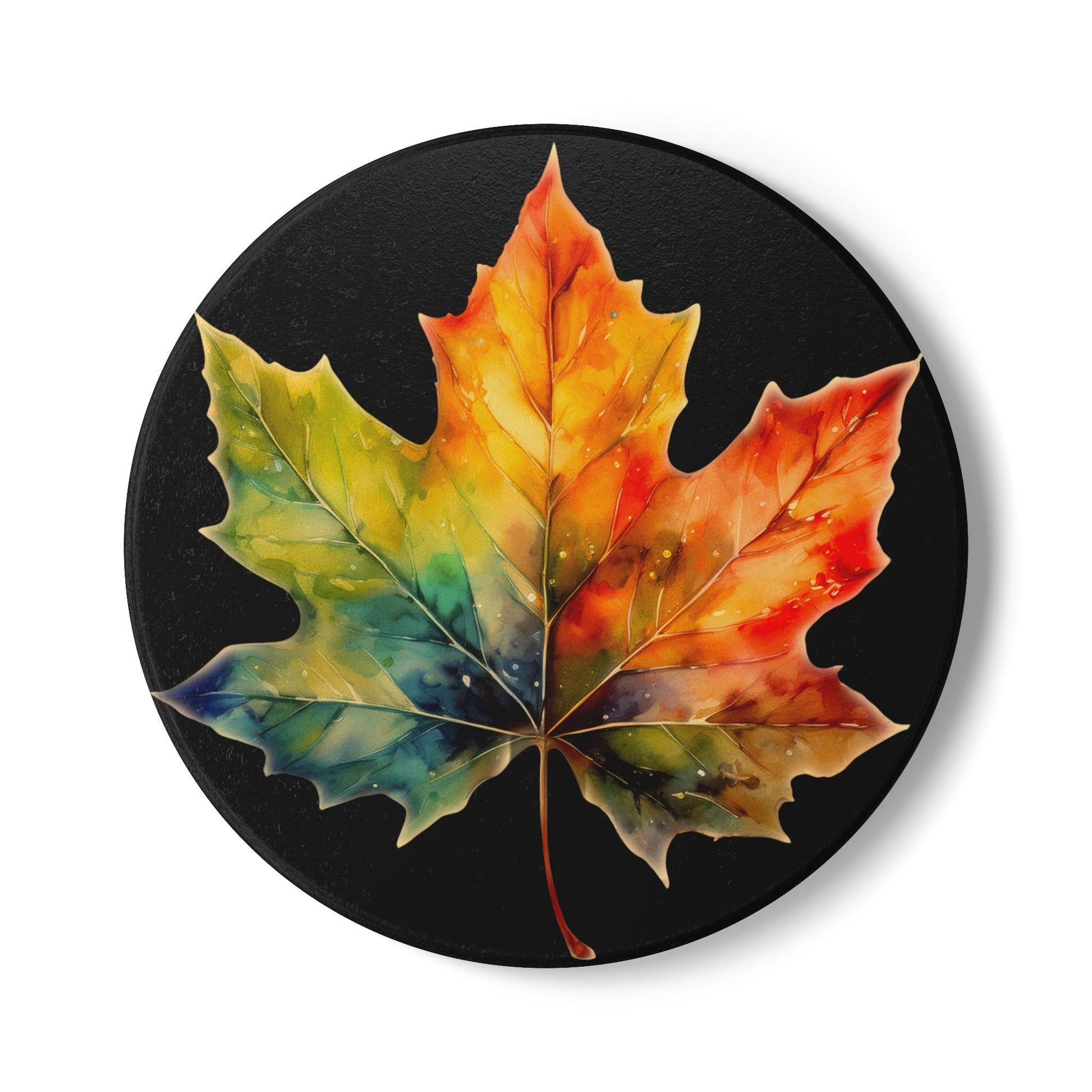 Ceramic Coaster – Colorful Maple Leaf