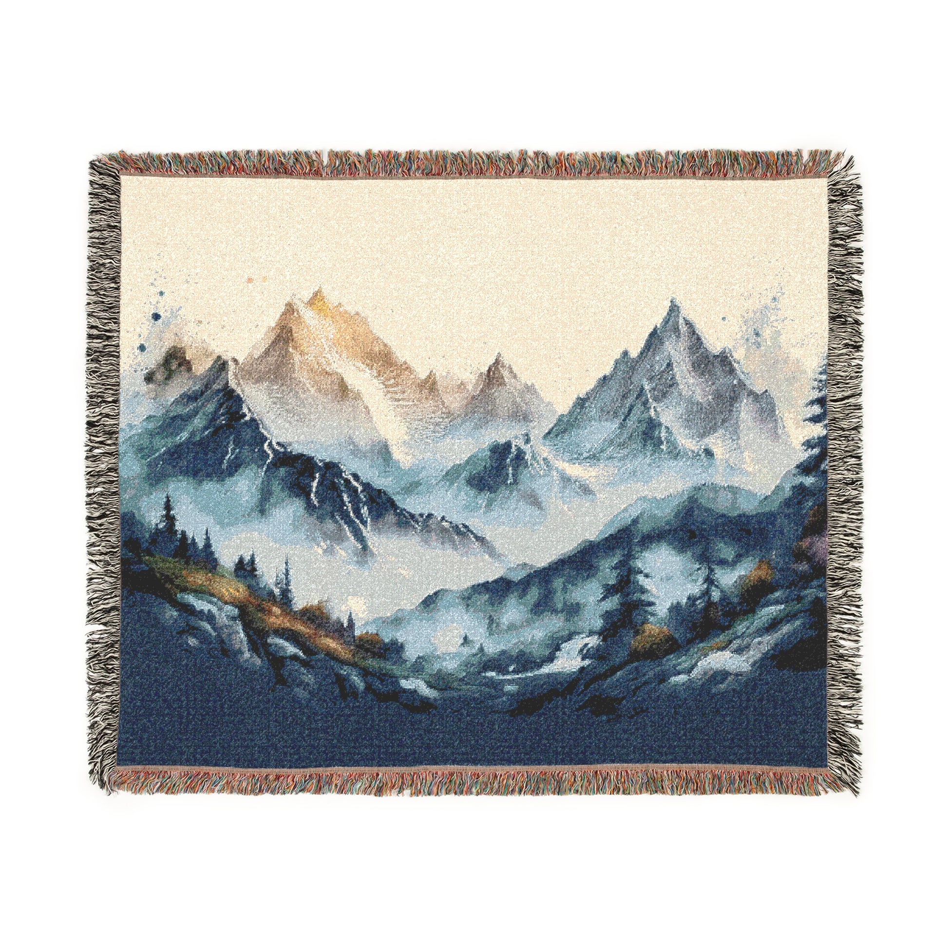 Cotton Woven Blanket - Mountains