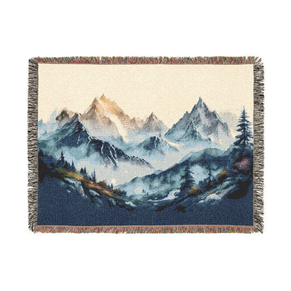 Cotton Woven Blanket - Mountains