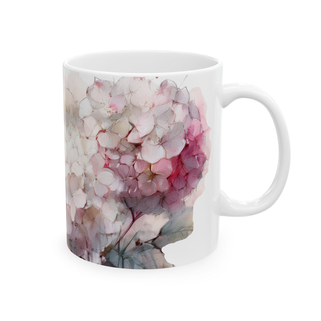 Ceramic Mug - White & Pink Hydrangeas