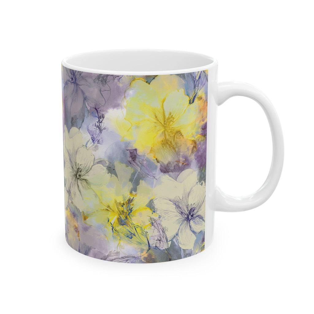 Ceramic Mug – Purple & Yellow Flowers