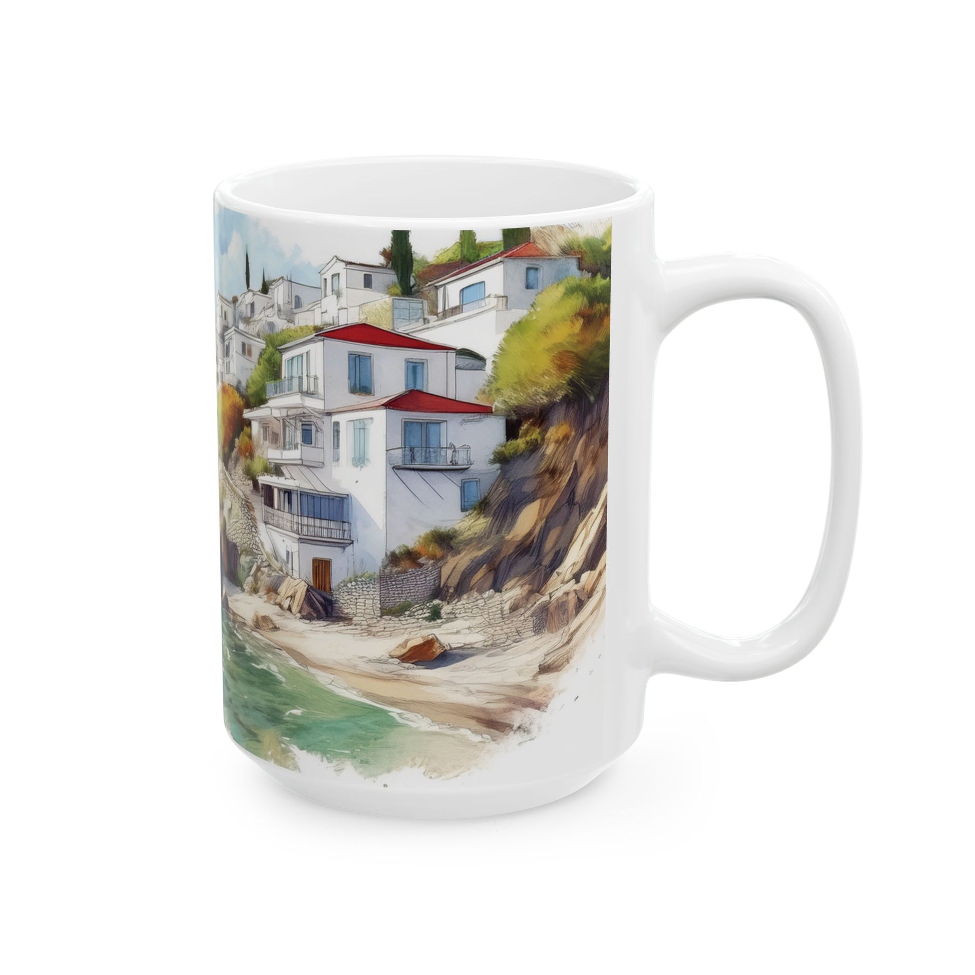 Ceramic Mug – Greek Seaside Village