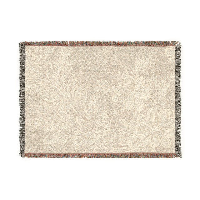 Woven Blanket – Beige Lace Blossom