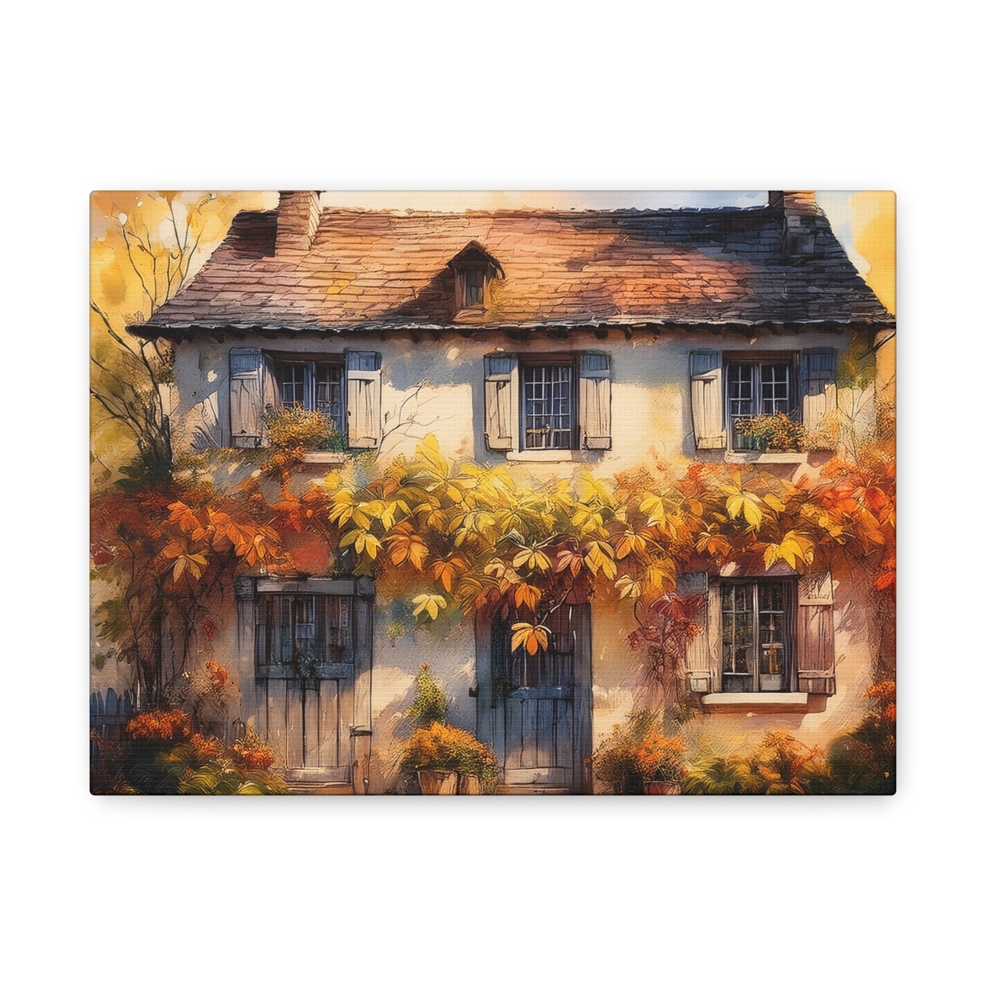Canvas Wall Art - English Fall Cottage