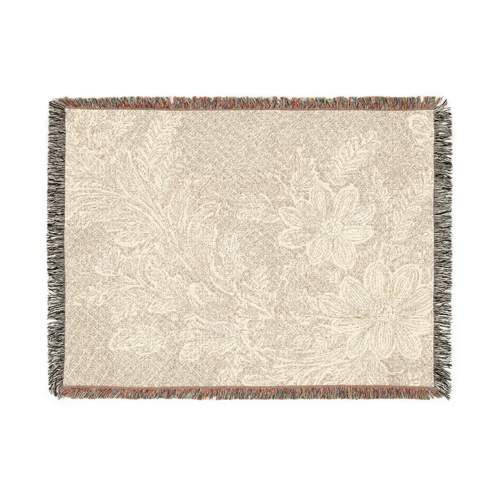 Woven Blanket – Beige Lace Blossom