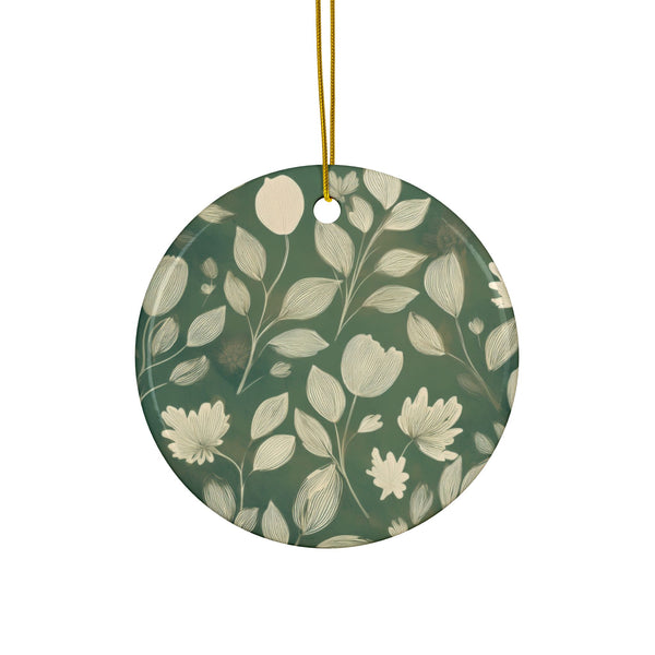 Ceramic Ornament – Green Botanical