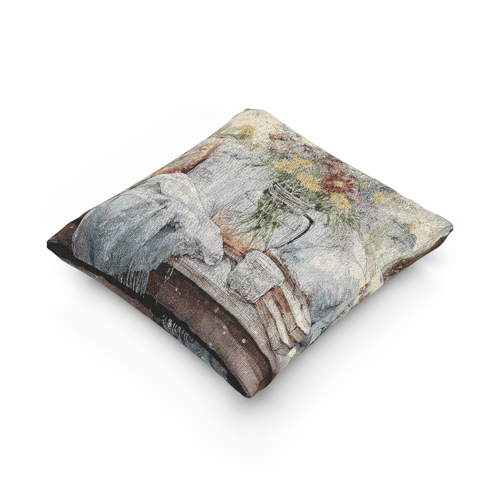 Woven Pillow – Flowers & Farmhouse Charm