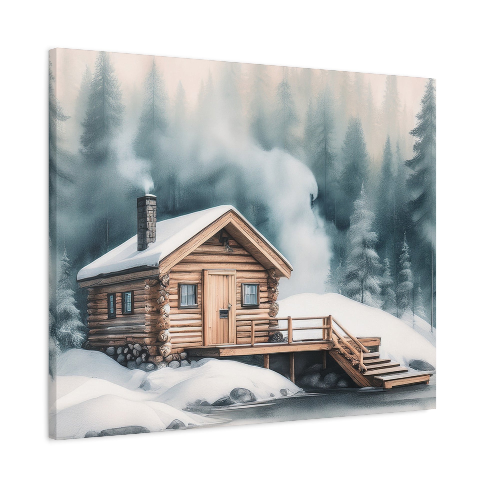 Canvas Wall Art – Nordic Winter Cabin