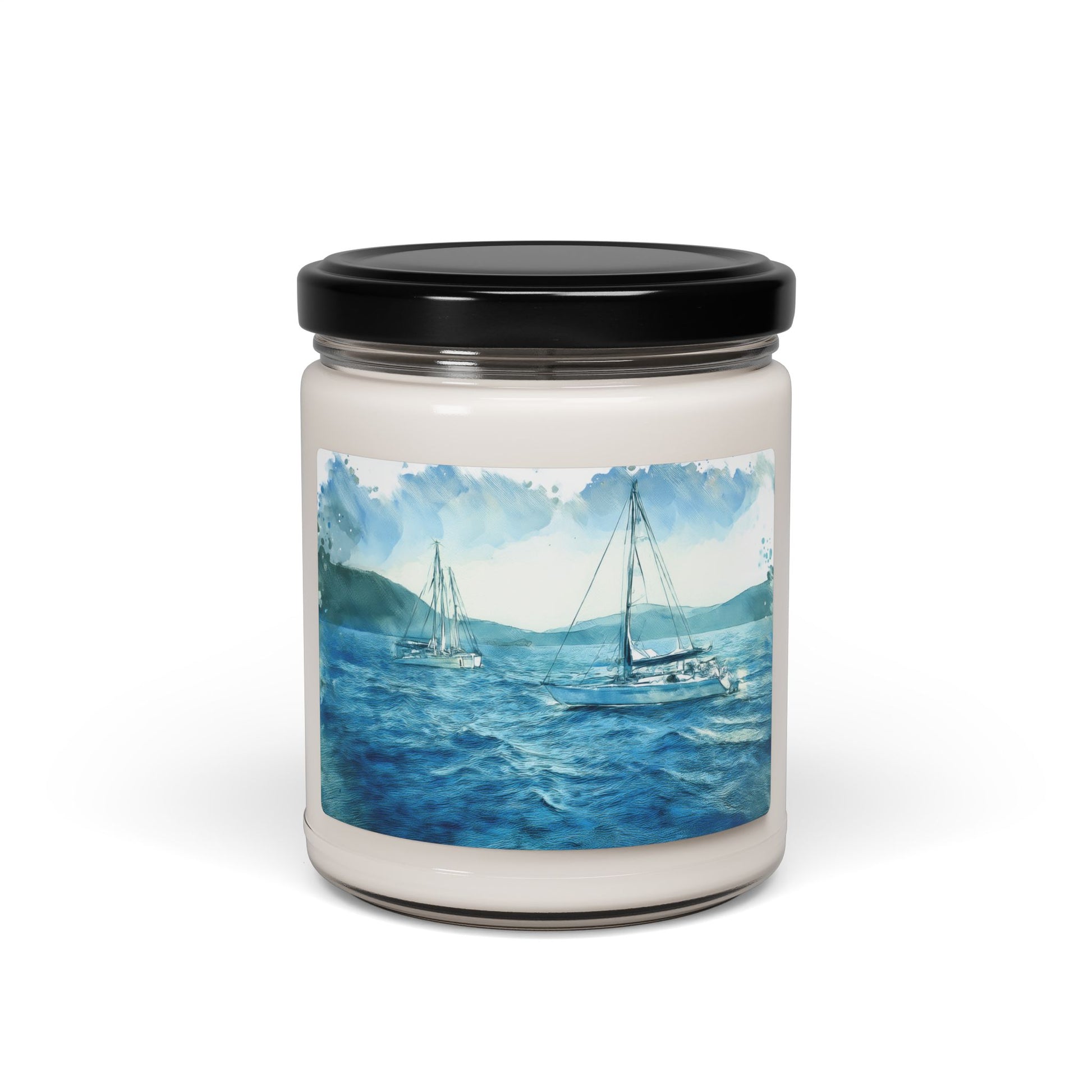 Scented Soy Candle - Coastal Sailboats Scene