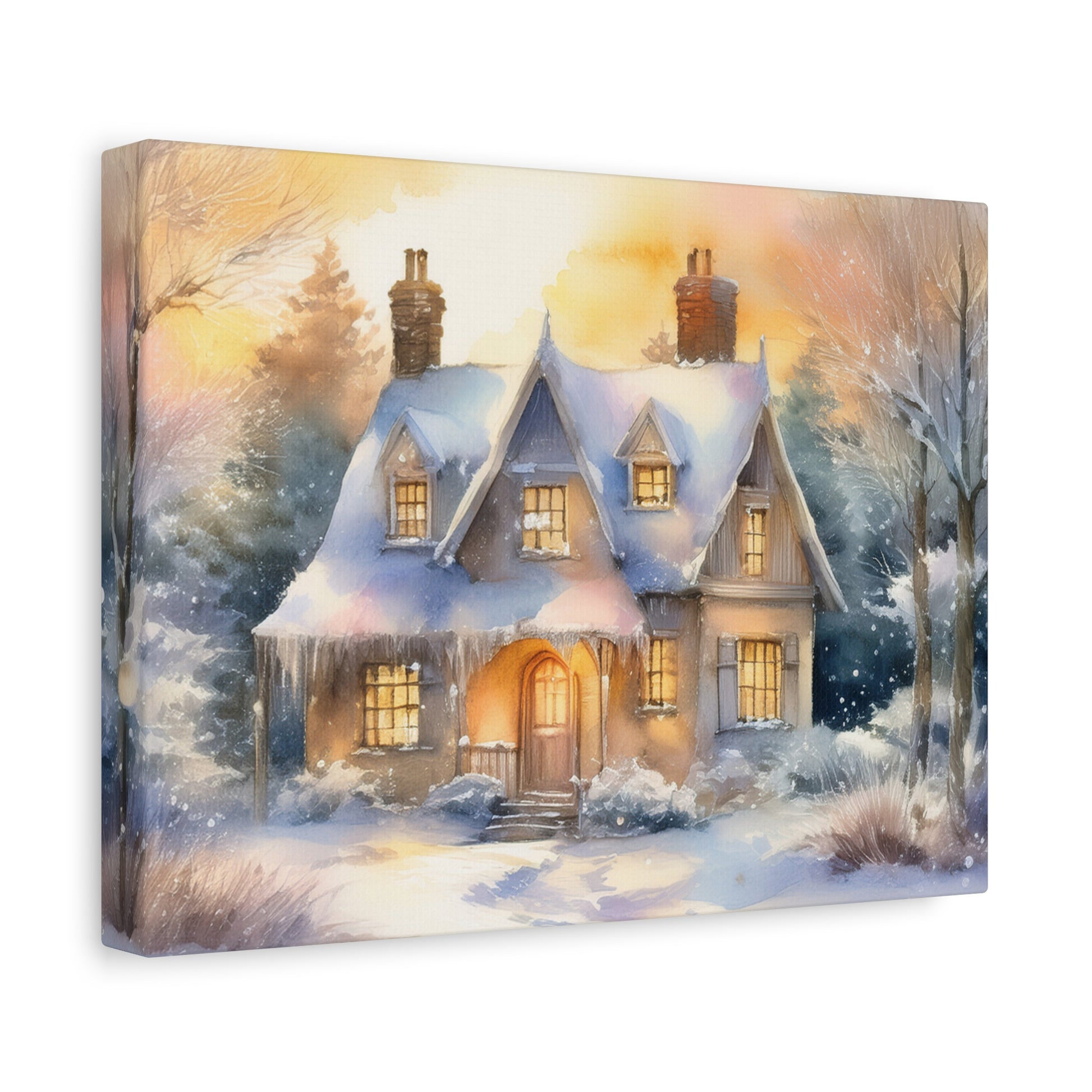 Canvas Wall Art - French Alpine Winter Cottage