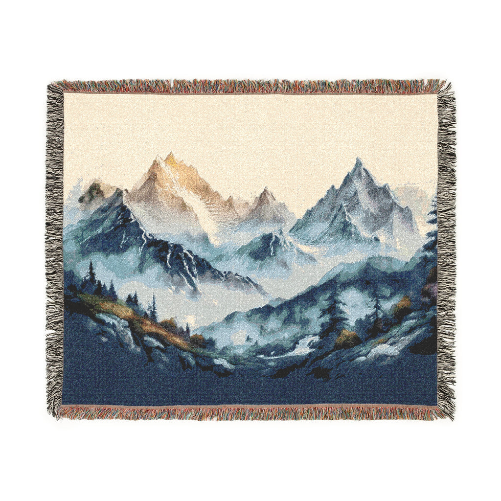 Cotton Woven Blanket - Mountains