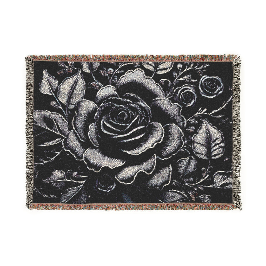 Woven Throw - Midnight Elegance Black Rose