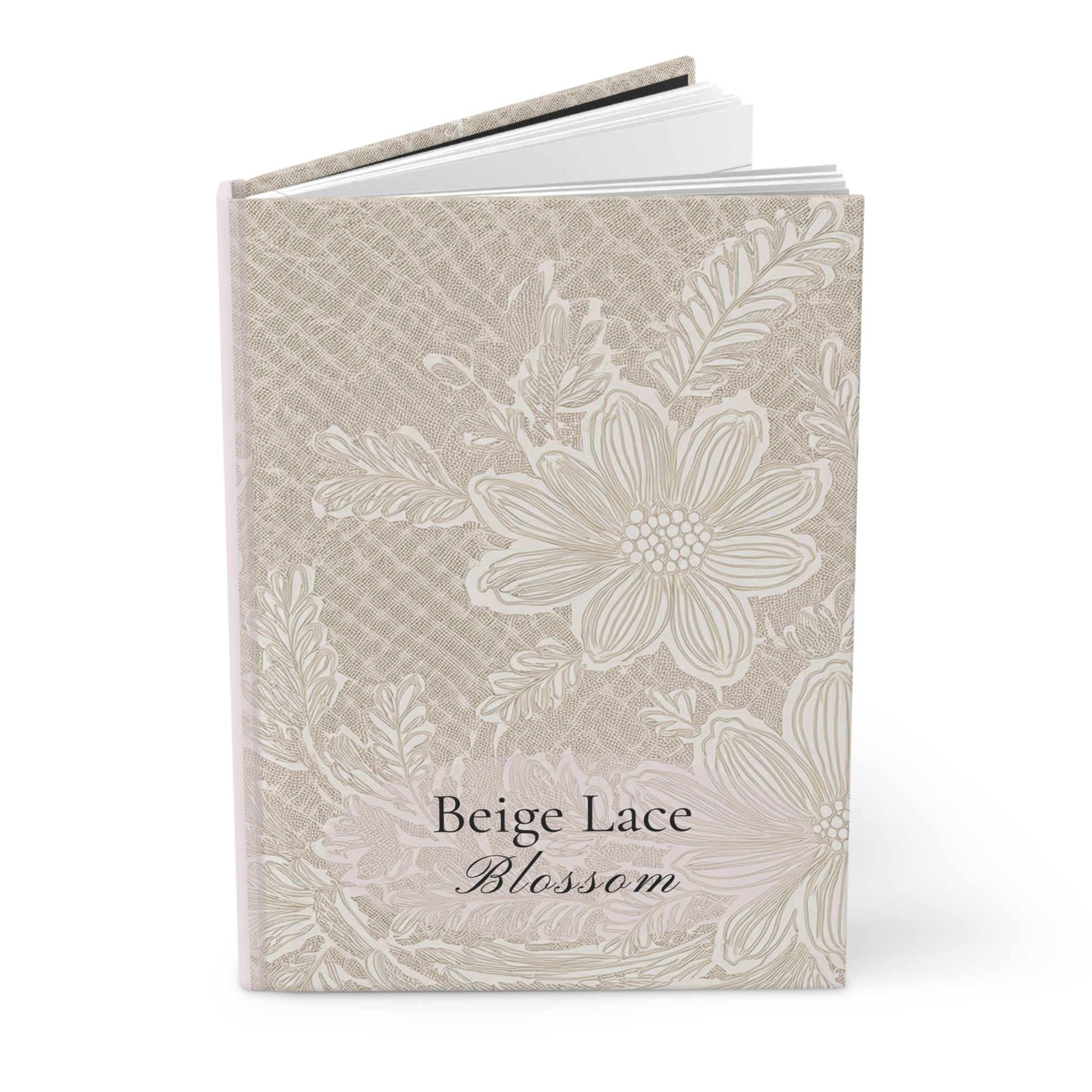 Hardcover Notebook - Beige Lace Blossom by Kjuut Design