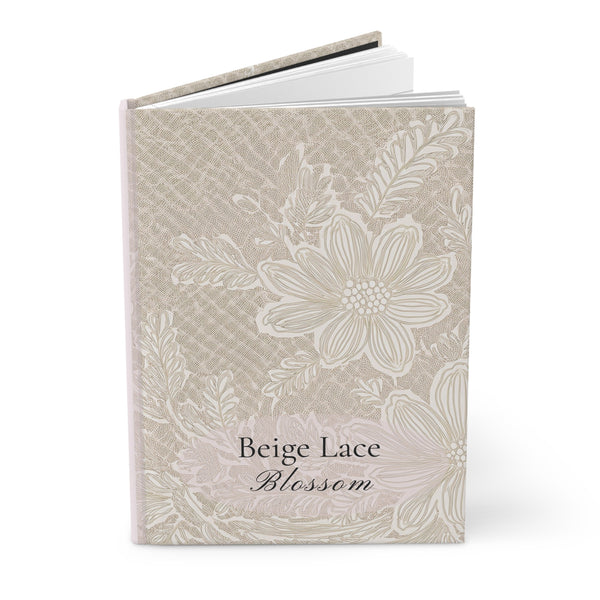 Hardcover Notebook - Beige Lace Blossom by Kjuut Design