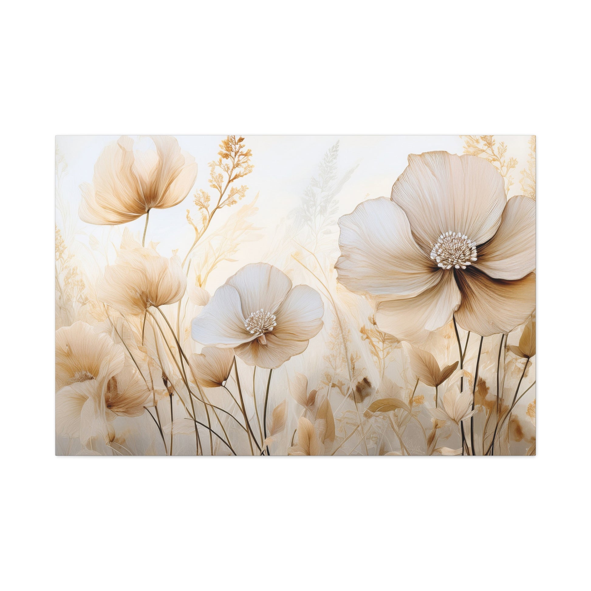 Canvas Wall Art – Beige Floral Meadow