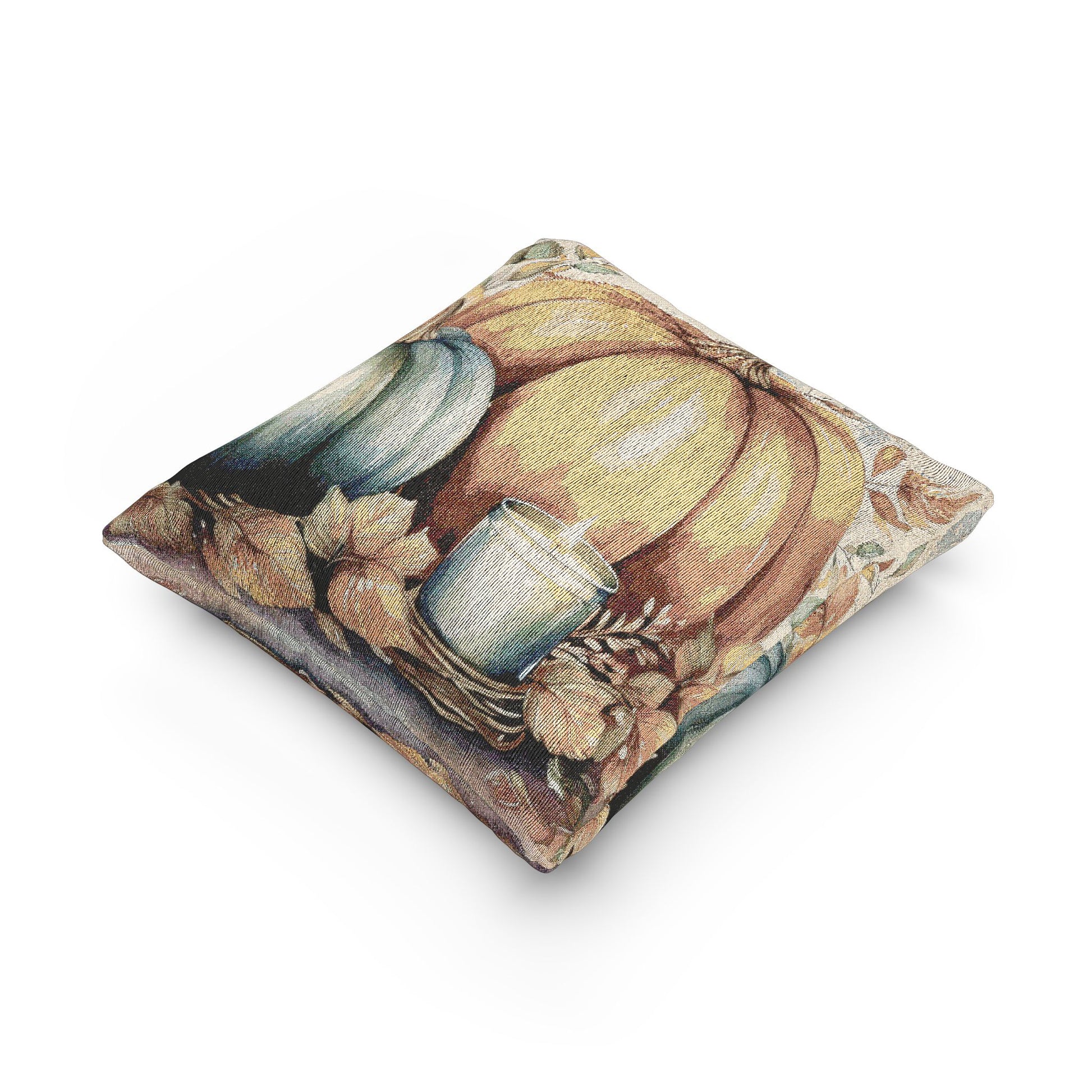 Woven Pillow – Pumpkin Candle Glow