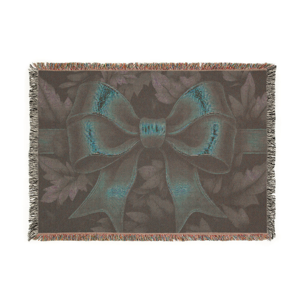 Woven Blanket – Christmas Red Bow