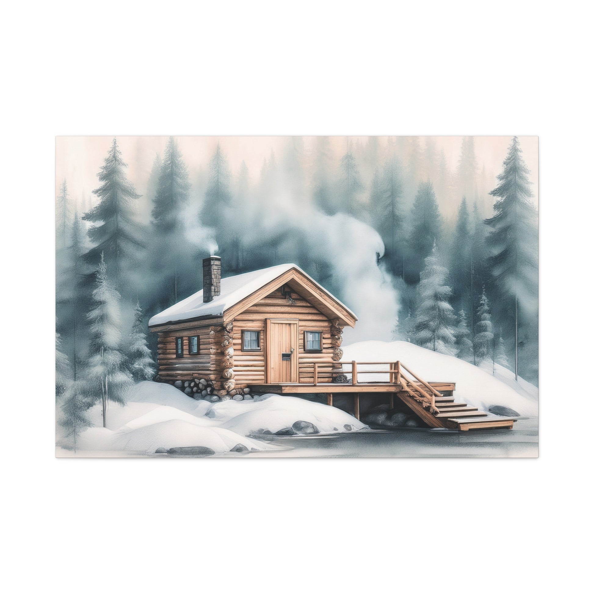 Canvas Wall Art – Nordic Winter Cabin