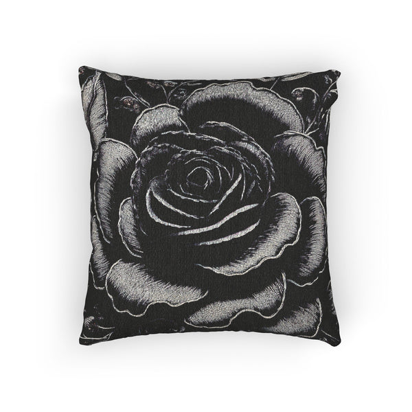 Woven Pillow - Midnight Elegance Large Rose