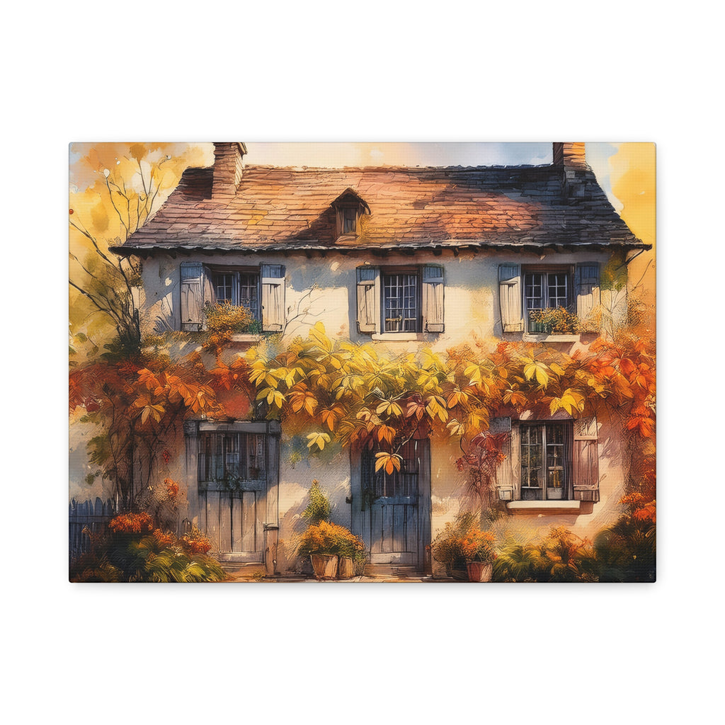 Canvas Wall Art - English Fall Cottage