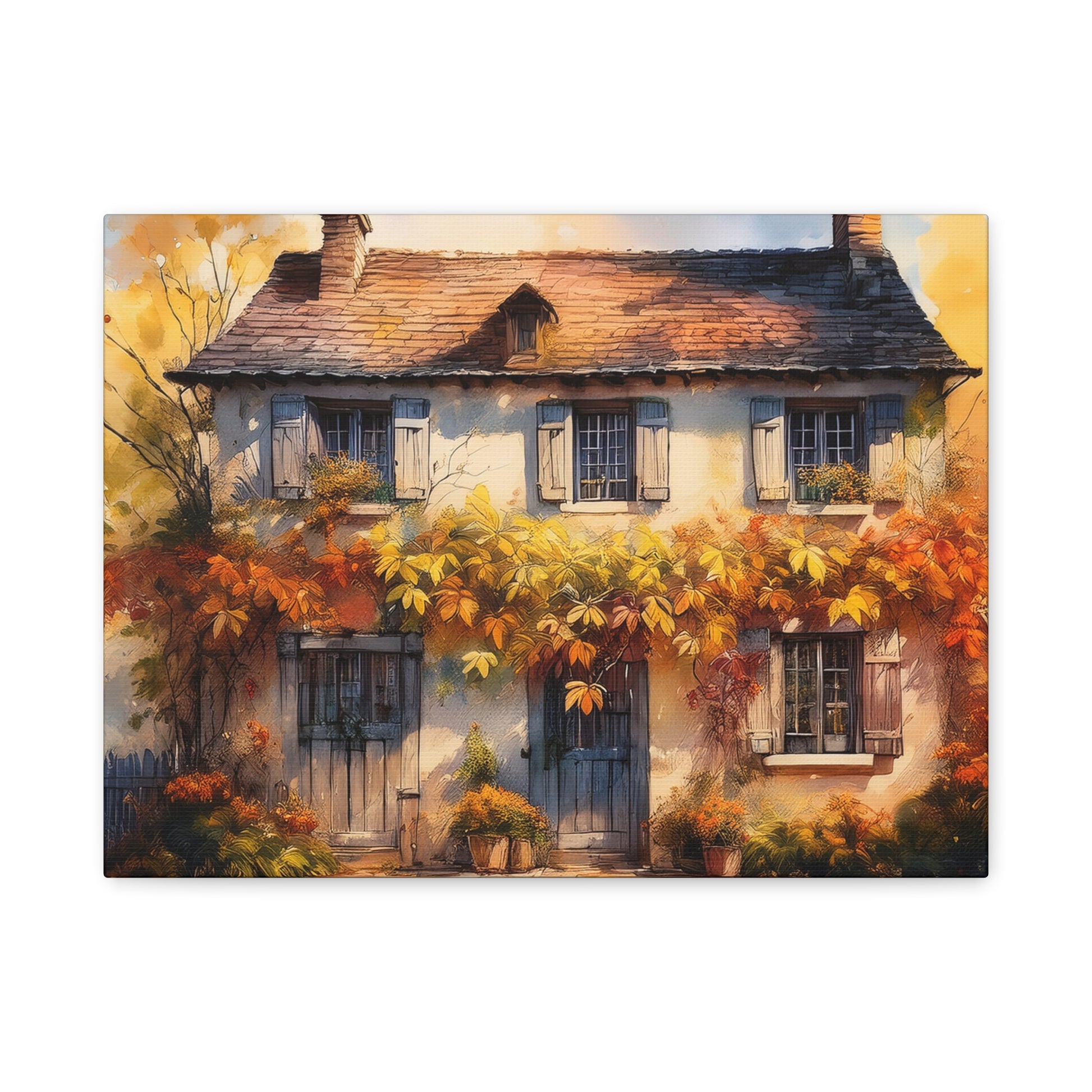 Canvas Wall Art - English Fall Cottage