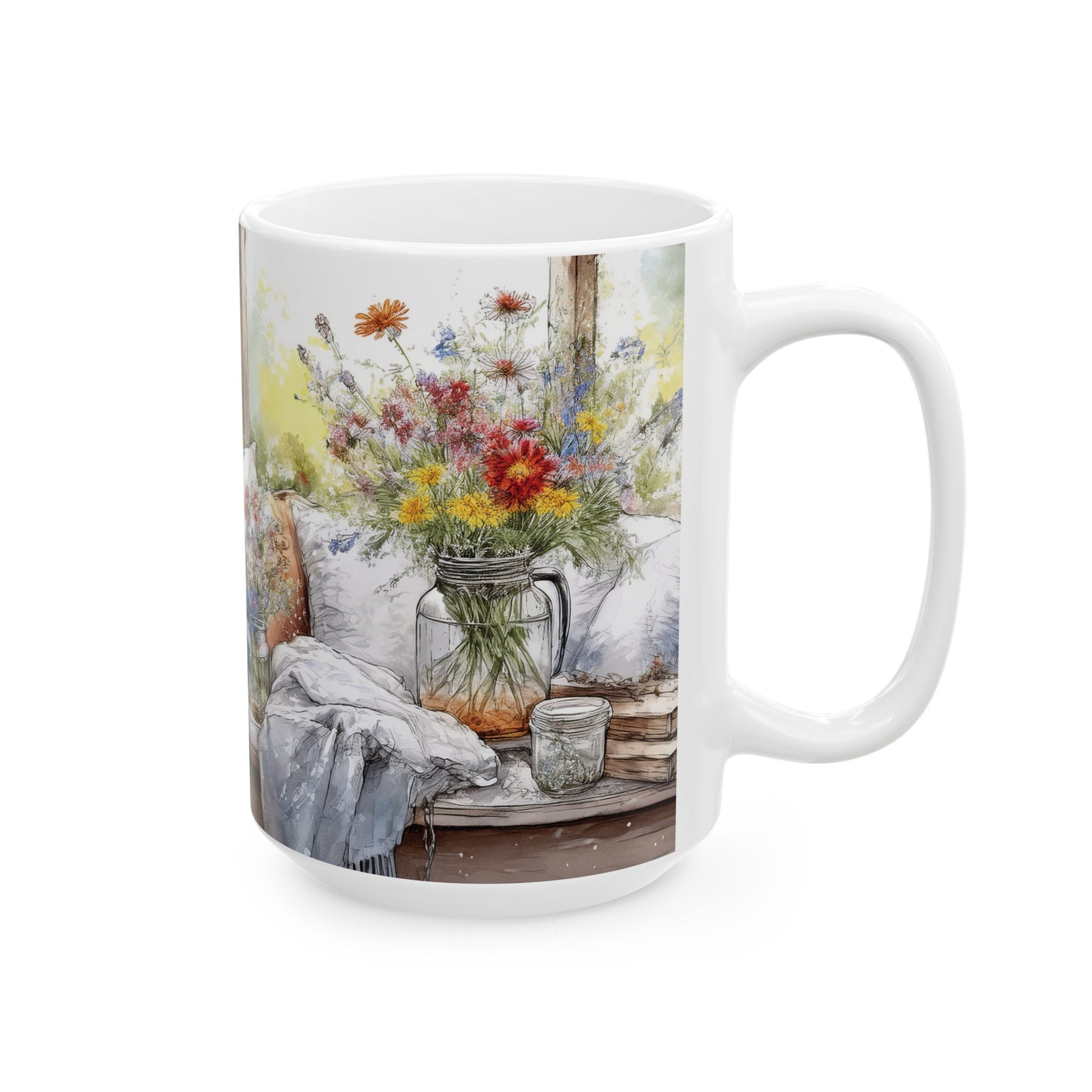 Ceramic Mug - Flowers & Farmhouse Charm