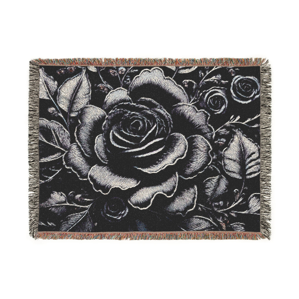Woven Throw - Midnight Elegance Black Rose